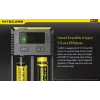 Lādētājs Nitecore NEW i2 — 2 slotu lādētājs LiFePO4, Li-Ion, NiMH; 100–240 V; 9–12 V; AAAA/C/D/AAA/AA; melns