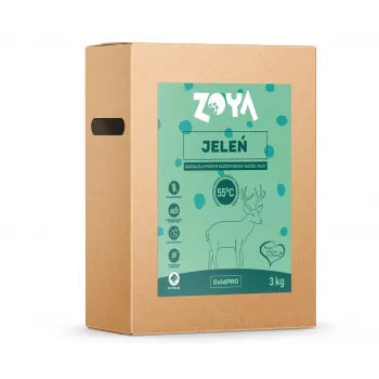 Sausā suņu barība ZOYA ColdPRO Deer 3 kg — pieaugušiem suņiem, ierobežota sastāva brieža gaļas recepte, 26% olbaltumvielu, 9,5% tauku