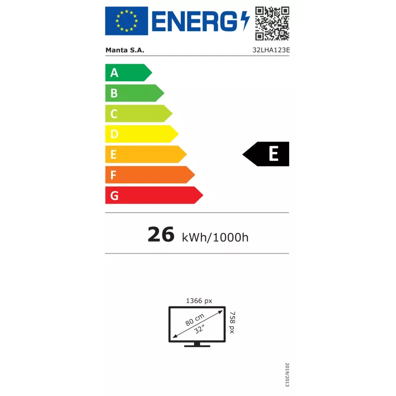 Manta 32LHA123E 32 collu HD LCD televizors 1366 x 768