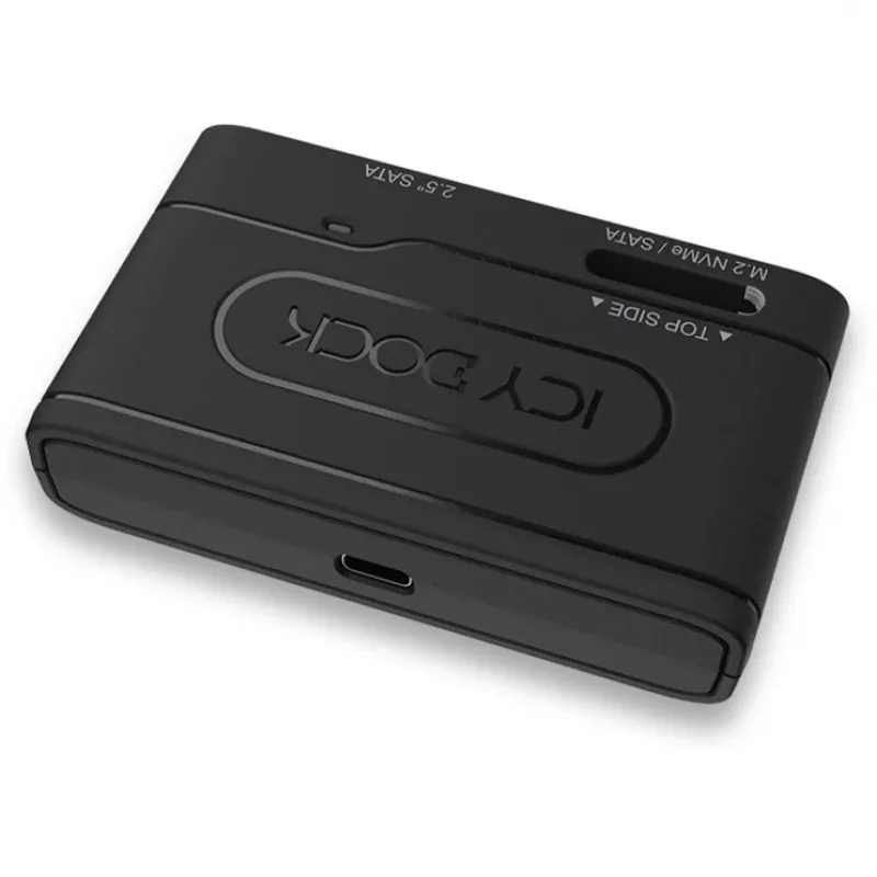 ICY DOCK EZ-Adapter MB104U-1SMB - Speicher-Controller - 2.5, M.2 (6,4 cm) - M.2 Card (PCIe NVMe & SATA) / SATA SSD - USB 3,2 (Gen 2) - Schwarz (MB104U