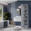 Brīvi stāvošs vannas istabas skapis S33 BIEL — balts, 6 plaukti, 300×300×1700 mm