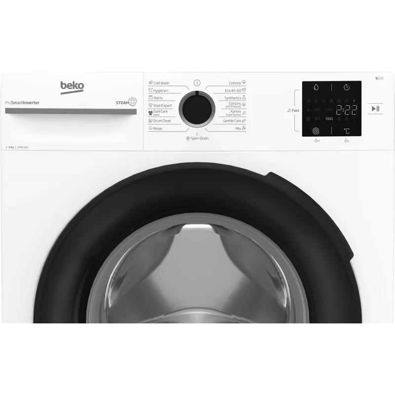 BEKO veļas mašīna BM1WFSU36233WB, 6 kg, Enerģijas klase B, 44.6 cm, 1200 apgr./min, invertora motors, Steam Cure