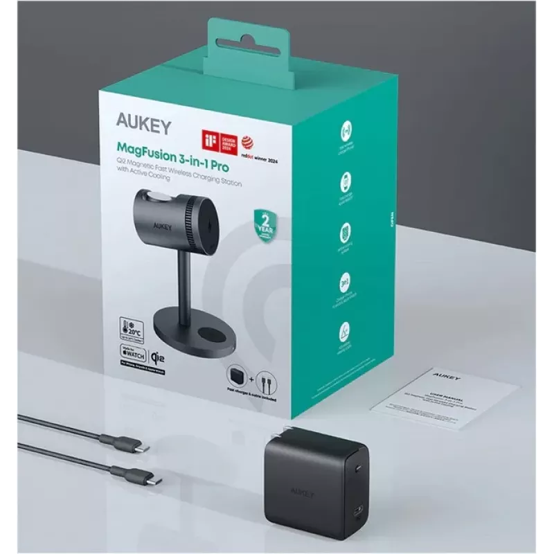 Bezvadu lādētājs 3in1 LC-MC311A 15W Qi2 MagSafe + 30W PD barošanas adapteris