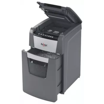 Rexel Optimum AutoFeed+ 130X papīra smalcinātājs, šķērsgriezums, 55 dB, 22 cm, melns/sudrabs