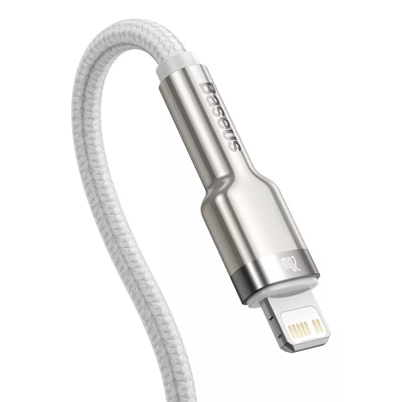 Baseus Cafule USB-C uz Lightning kabelis 1 m, 20 W, cinka korpuss, balts