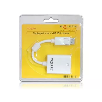 Video kabeļa adapteris DeLOCK 61766 0.125m VGA DisplayPort Balts