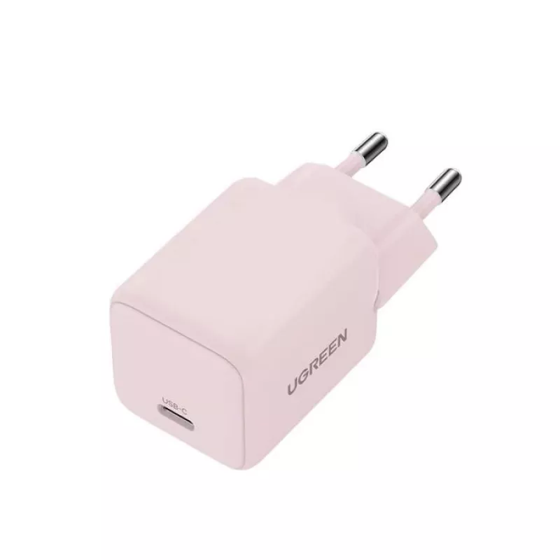 Strāvas adapteris UGREEN X512 20 W USB-C PD ātrā uzlāde, rozā, 100–240 V ieeja, 1× USB-C