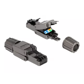 Tīkla kabelis DeLOCK RJ45 spraudnis Cat.8.1 STP bezinstrumentu Melns