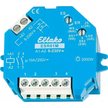 Eltako AP/UP impulsa slēdzis ESR61M, 1 + 1 normāli atvērts kontakts 10 A, 8–230 V/UC, 10 A 250 V/AC (kvēlspuldze) (61200301)
