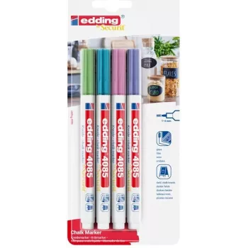 Edding 4085/4W Metālisks krīta marķieris 1–2 mm, 4 gab. komplekts