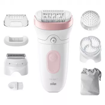 Epilators Braun Silk-epil 7 SE7-060, 40 pincetes, rozā/balts