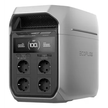 Pārnēsājama elektrostacija EcoFlow DELTA 3 Plus — LiFePO4 1024 Wh, 1800 W, 4 AC kontaktligzdas, 12.5 kg