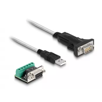 DeLOCK 63465 USB seriālais kabelis 1.8m melns caurspīdīgs USB Type-A DB-9