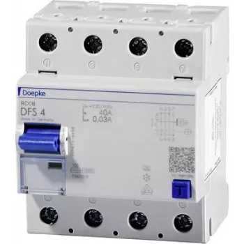 DOEPKE RCD Strāvas Slēdzis 40A DFS4A040-4/0,30-A Tips A 4-pin 300mA 230/400V DFS4-040-4/0,30-A (09136901)