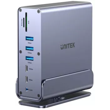 Docking stacija Unitek D1135AGY01 DisplayLink adapteris, trīskāršs 4K atbalsts, 15-in-1, 15W PD barošana