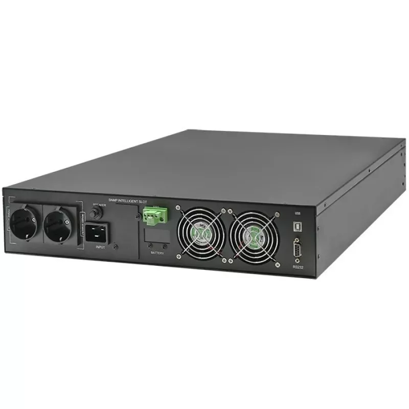Qoltec nepārtrauktās barošanas avots AWARYJNY DO RACK 3KVA 3000W jaudas koeficients 1.0 LCD EPO USB on-LINE (3VA, 3000W, dubultās pārveidošanas online UPS)