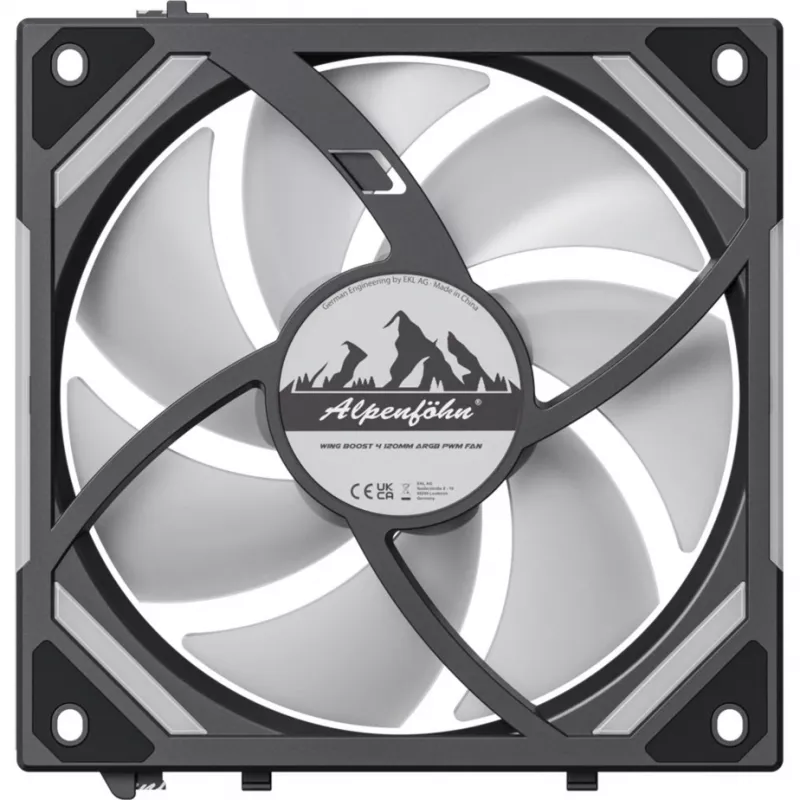 Alpenföhn Wing Boost 4 ARGB Reverse 120mm korpusa ventilators - Melns