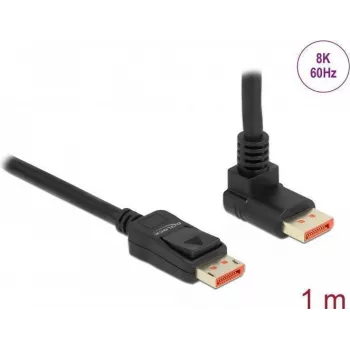 DisplayPort kabelis DeLOCK 87054 8K 60Hz 1m ar leņķa savienotāju