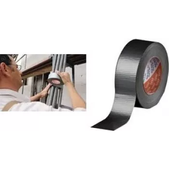 tesa Fabric Tape 4662, 48 mm x 50 m, melna vispārējas nozīmes auduma lente no 27 mesh PET-kokvilnas auduma (04662-00087-00)