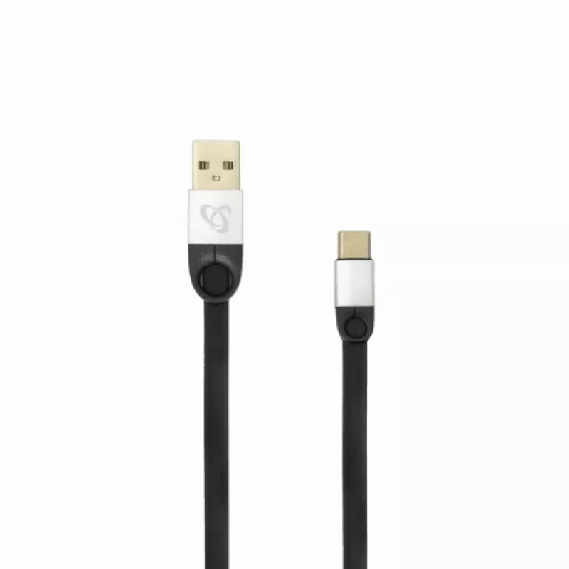 Sbox USB 2.0–Type-C kabelis, melns/sudrabs, 1.5 m, 2.4 A