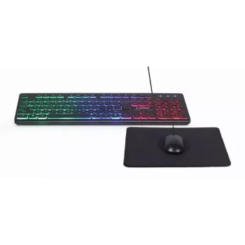 Pilna izmēra vadu tastatūra ar peli Gembird KBS-UML-01 — USB, QWERTY US, 104 taustiņi, melna