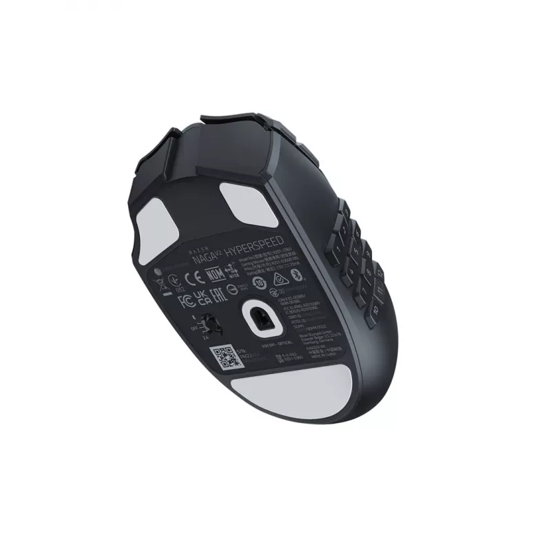 Spēļu pele Razer Naga V2 HyperSpeed RF Wireless + Bluetooth, labā roka, 30000 DPI, optiska, melna