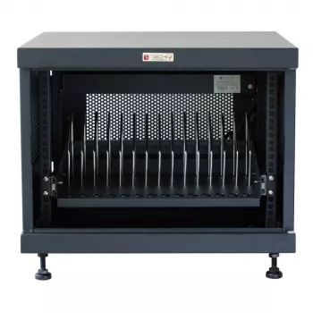 Rack plaukts TECHLY 367652 kabeļu organizētājs ar 3M līmlenti, tērauds, 550×550×410 mm, melns