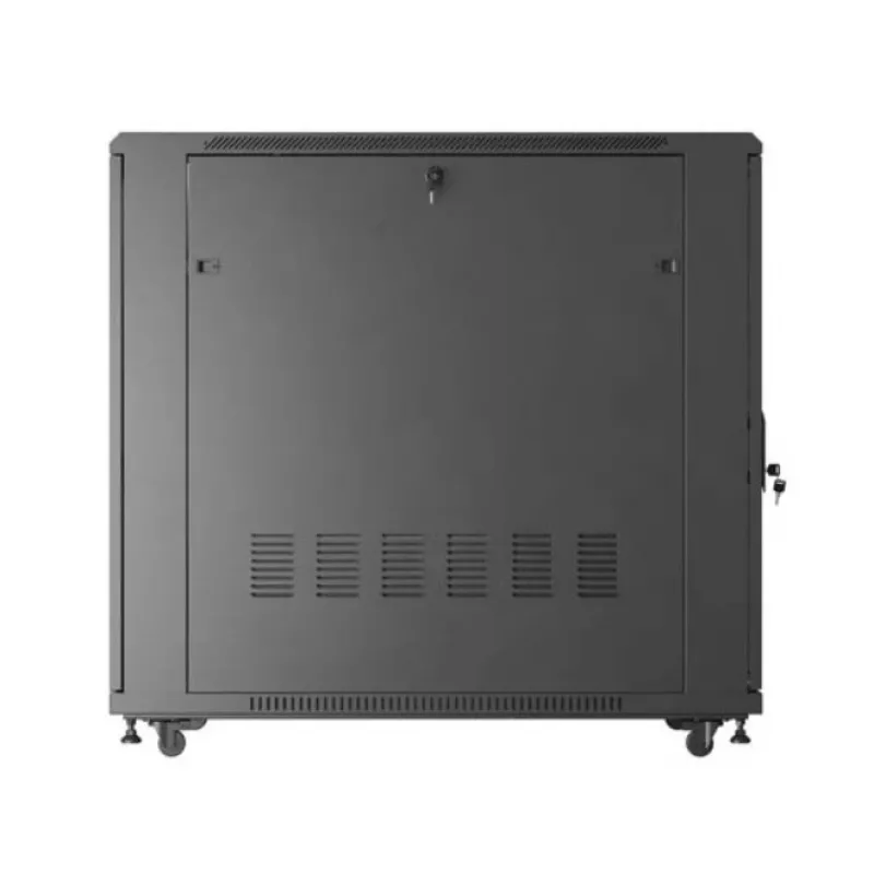 Rack skapis LANBERG FF01-6222-12B 22U 600x1200 mm melns ar stikla priekšējām un aizmugurējām durvīm