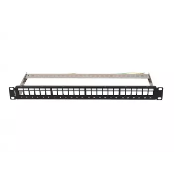 Patch panel tukšs 24 porti 1U 19 collas FTP keystone moduļiem melns