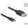 USB 2.0 kabelis DELOCK 81520 — Micro-USB B uz USB A, 3 m, melns