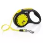 Izvelkamā pavada Flexi New NEON 5 m - lentes pavada, maziem suņiem līdz 15 kg, melna/dzeltena