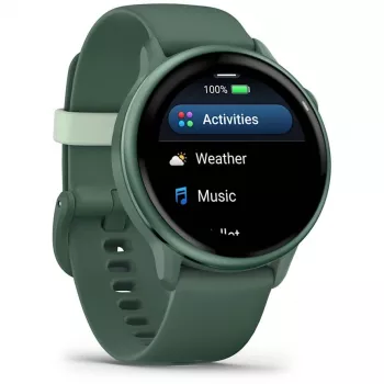 Viedpulkstenis GARMIN vívoactive 6 – sporta pulkstenis, 42 mm alumīnija/polimēra korpuss, AMOLED 1,2 collu, GPS, 5 ATM, optiskais HR, SpO2, 8 GB, zaļš