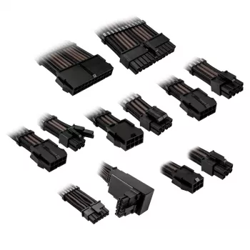 Pagarinātāja/Adaptera komplekts Kolink Core Pro Pīts Kabeļa Pagarinājums 12V-2x6 Type 2 — Melns/Ieroču Metāls