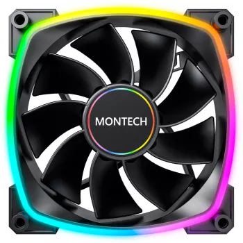 MONTECH RX140 PWM 140mm ARGB reversais korpusa ventilators - Melns