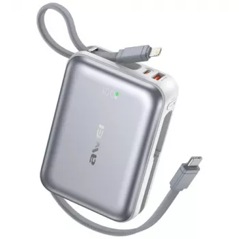 Portatīvais barošanas bloks Awei C03 20000mAh ar 45W izvadi un integrētu USB-A/USB-C kabeli