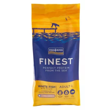 Sausā suņu barība FISH4DOGS Finest Ocean White Fish S 6 kg — mazo šķirņu hipoalerģiska, 26% proteīns, 12% tauki