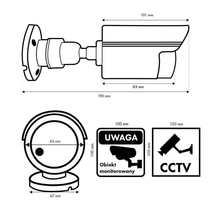 Dummy caurules kamera CEE IR1800 B, viltus novērošanas kamera ar IR LED, melna