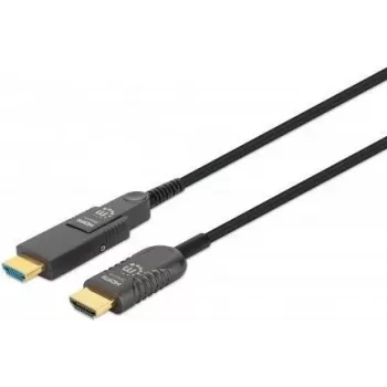 Manhattan HDMI uz Micro HDMI Plenum kabelis, 4K@60Hz (Premium High Speed), 100m, Aktīvs, Noņemams HDMI vīrišķais (Type A), Vīrišķais uz vīrišķo, Melns, Apzeltīti kontakti, Mūža garantija