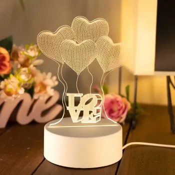Naktslampiņa Extralink HOME 3D optiskā ilūzija Četras sirdis USB gultaslampiņa