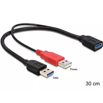 USB kabelis DeLOCK 83176 USB 3.2 Gen 1 0,3 m USB A (vīrišķais) uz 2 x USB A (sieviešu)