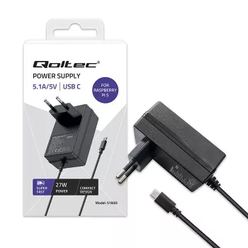 QOLTEC Super FAST PD lādētājs Raspberry Pi 5 USB-C 27W