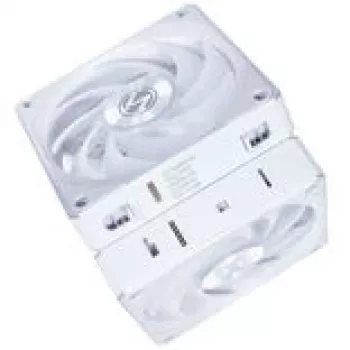 120 mm Lian Li UNI FAN 12CL1W3W balts bezvadu korpusa ventilators — 120 mm, PWM centrmezgla saderīgs, modulārs