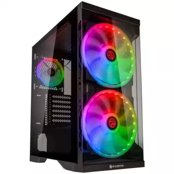SILENOS PRO melnā versija ar ARGB ventilatoru un rūdītu stiklu