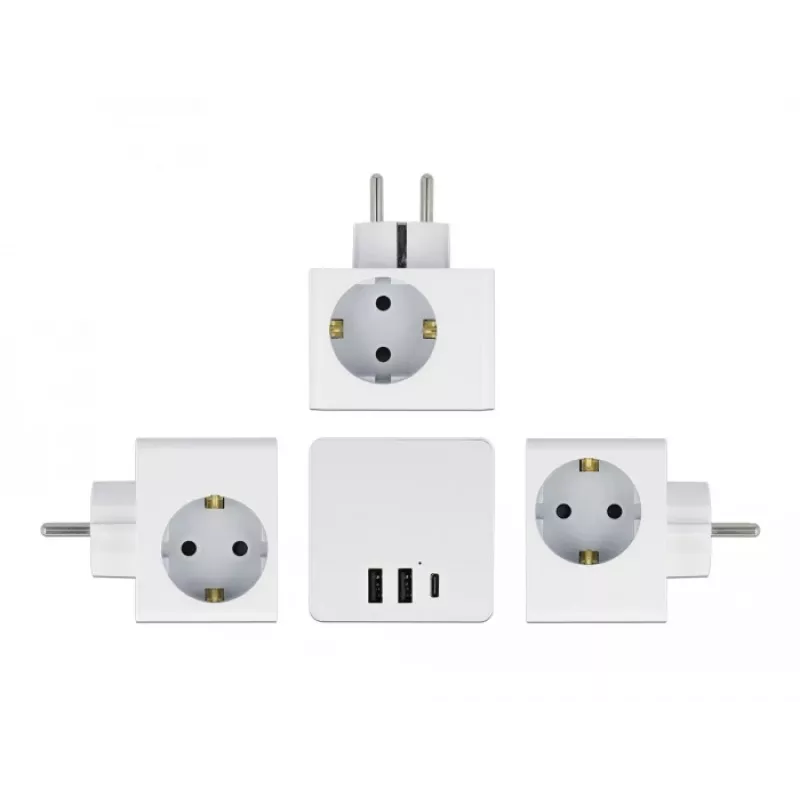 DeLOCK 11496 Strāvas adapteris ar 2 USB portiem, 5V 2.4A 3A, F tipa kontaktdakša