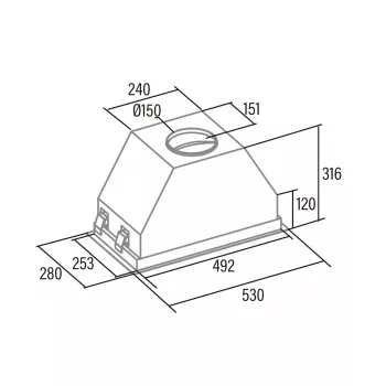 Iebūvējamā tvaika nosūcēja nosūcējs CATA GCX 53 SD — 530 mm, 750 m³/h, metāla tauku filtri, skārienvadība, pelēks