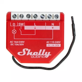 Viedais slēdzis Shelly W 1PM Plastmasa 16A 110–240V, Z‑Wave, 868.4 MHz, sarkans, 42×37×16 mm