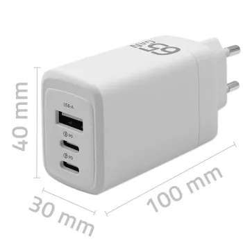 QOLTEC 51822 GaN lādētājs 65W 2×USB-A 2×USB-C