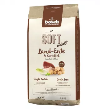 Sausā suņu barība Bosch SOFT Adult Brīvās turēšanas pīle un kartupeļi 12.5 kg — bezgraudu, 22% olbaltumvielas, 12.5% tauki