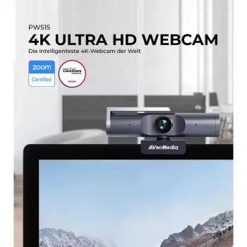 Tīmekļa kamera AVerMedia Live Stream Cam 515 PW515 ar 4K HDR, autofokusu un privātuma aizsargu