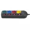 Pagarinātājs MACLEAN MCE229B — 4 AC kontaktligzdas, 2× USB-A, 1,5 m kabelis, 10 A, F tips, iekštelpām, melns